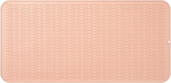 MicoYang Silicone Dish Drying Mat for Multiple Usage,Easy clean,Eco-friendly,Heat-resistant Silicone Mat for Kitchen Counter or Sink,Refrigerator or Drawer Liner Pink 5XL 36inches x 18inches by MicoYang