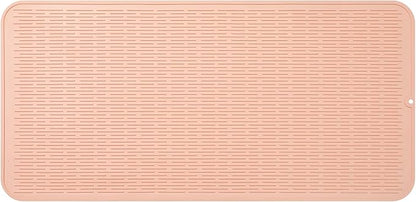 MicoYang Silicone Dish Drying Mat for Multiple Usage,Easy clean,Eco-friendly,Heat-resistant Silicone Mat for Kitchen Counter or Sink,Refrigerator or Drawer Liner Pink 5XL 36inches x 18inches by MicoYang