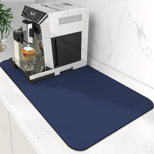 WISELIFE Coffee Mat Super Absorbent Dish Drying Mat Coffee Bar Accessories Large Drying Mats for Kitchen Counter 16" W x 24" L, Blue by WiseLife