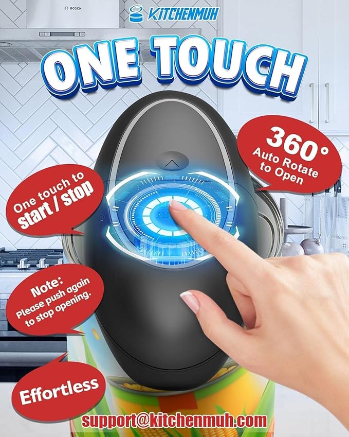 One Touch Electric Can Opener Fits All Can Sizes for Seniors with Arthritis, Battery Operated Can Opener with Smooth Edge, Food Safe Kitchen Gadgets Automatic Can Opener for Kitchen - Image 3