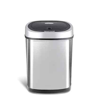 Ninestars DZT-42-9 Automatic Touchless Infrared Motion Sensor Trash Can, 11 Gal 42L, Stainless Steel Base (Oval, Silver/Black Lid)