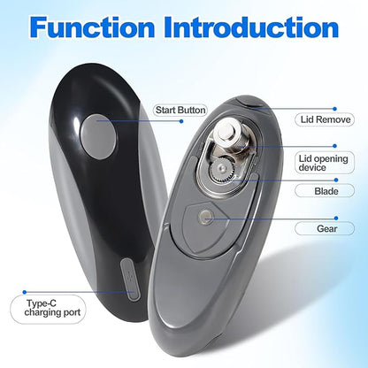 Rechargeable Electric Can Opener for Seniors with Arthritis, Handsfree Automatic Can Opener Electric with Smooth Edge, Magnet Lid Lifter, Fits Almost Can Sizes, Can Opener for Kitchen (Black & Grey) - Image 7