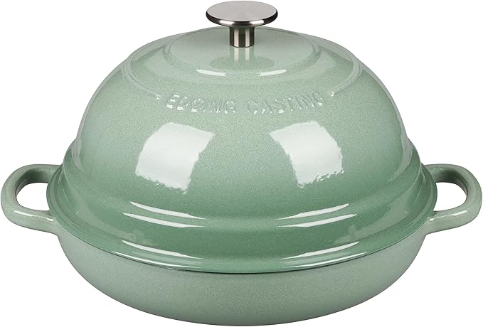 EDGING CASTING Enameled Cast Iron Dutch Oven Pot with Lid, Round Bread Oven for Homemade Sourdough Bread Baking, 6 Quart, Sage Green by EDGINGCOOKWARE
