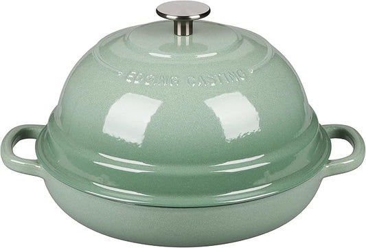 EDGING CASTING Enameled Cast Iron Dutch Oven Pot with Lid, Round Bread Oven for Homemade Sourdough Bread Baking, 6 Quart, Sage Green by EDGINGCOOKWARE