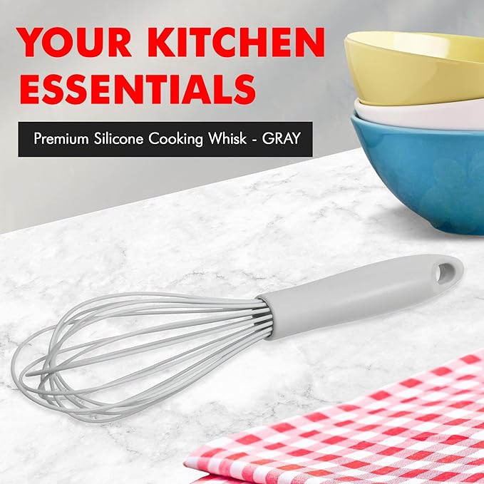 Chef Craft Premium Silicone Wire Cooking Whisk, 10.5 inch, Gray - Image 2
