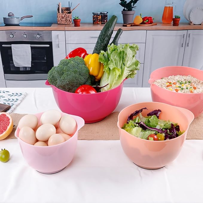 BoxedHome Classic Mixing Bowl Set, BPA Free Plastic, Microwave and Dishwasher Safe (Set of 4, Pink), 4.5 quarts - Image 4