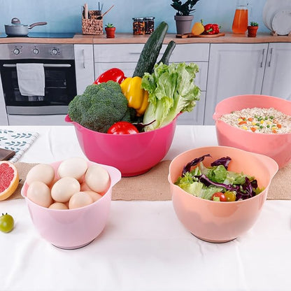 BoxedHome Classic Mixing Bowl Set, BPA Free Plastic, Microwave and Dishwasher Safe (Set of 4, Pink), 4.5 quarts - Image 4