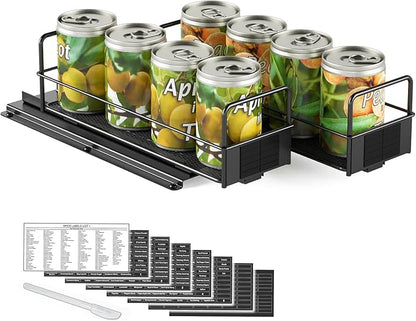 SpaceAid Pull Out Spice Rack Organizer for Cabinet, Heavy Duty Slide Out Seasoning Kitchen Organizer, Cabinet Organizer, with Labels, 7.7" W x10.8 D x4 H, 2 Drawers 1-Tier by SpaceAid