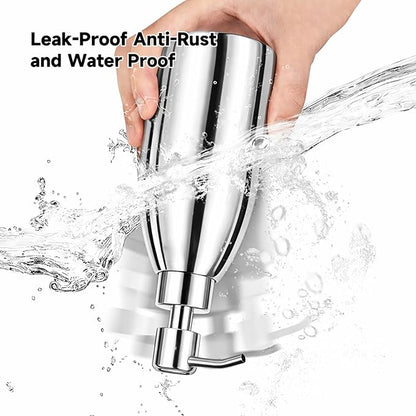 304 Stainless Steel Soap Dispenser 16oz Rust-Proof Liquid Soap Pump Bottle for Kitchen or Bathroom Countertop Hand Dish Lotion Leak-Proof (Mirror Stainless Steel)