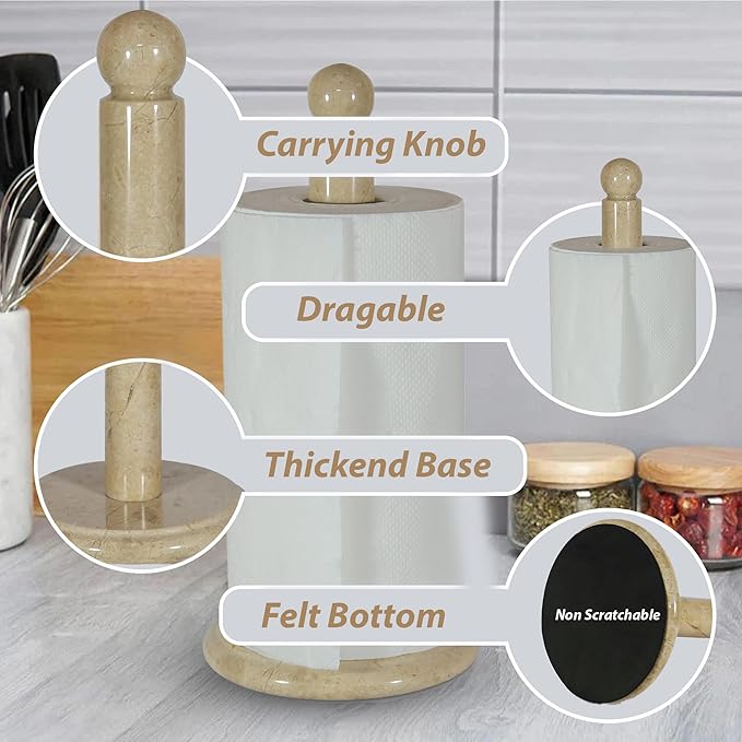 Handmade Ivory Marble Paper Towel Holder – Beige or Ivory Natural Stone Countertop Stand – Luxury Kitchen or Bathroom Decor – Elegant Gift for Housewarming or Wedding