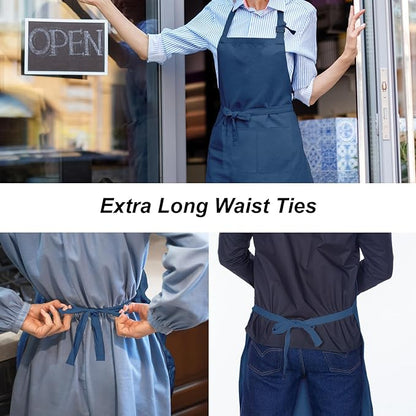 15 Pcs Adult Aprons Bulk with Pockets Adjustable Bib Chef Apron for Women Men Painting Cooking Crafting (S/L) - Image 4
