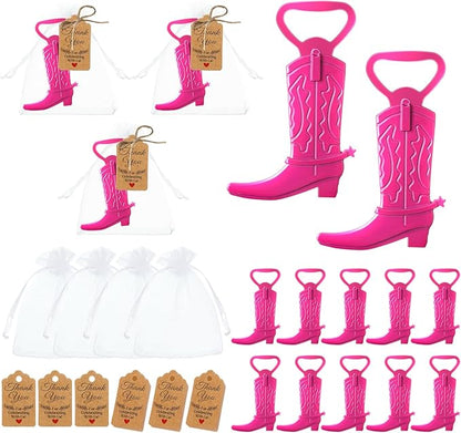Meanplan 99 Pcs Cowboy Boot Bottle Opener Set Cowgirl Western Derby Wedding Party Favor Includes Cowboy Beer Bottle Opener Organza Bag Thank You Tag and Jute Rope for Guest Wedding Party Baby Shower by Meanplan