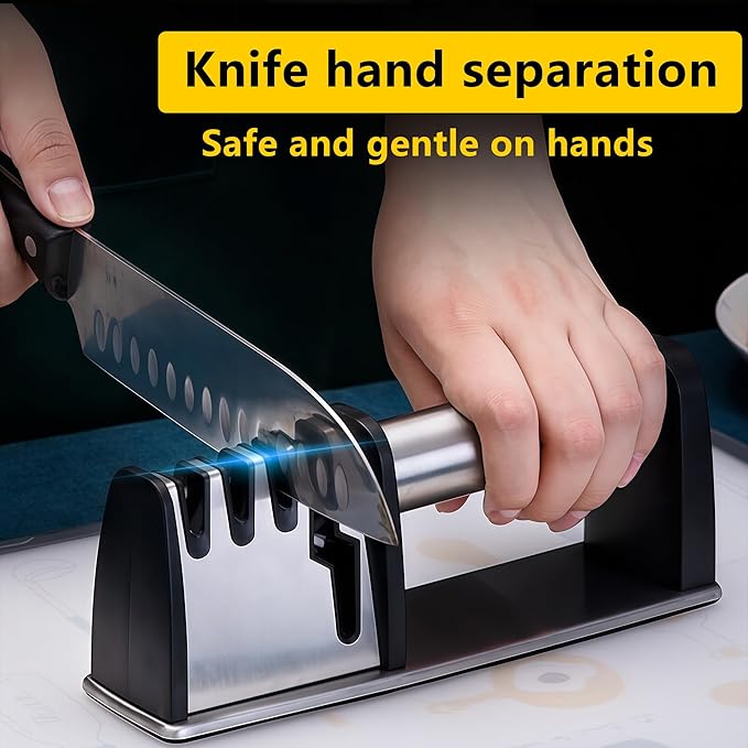 Knife Sharpeners, 4 in 1 Professional Chef's Kitchen Knife Accessories, Kitchen Blade & Scissors Sharpening Tool, Versatile Manual Knife Sharpener, Easy to Use, for Kitchen Knife - Image 4