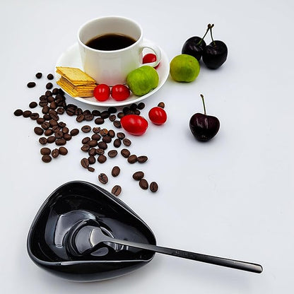 Ture Small Mini Ceramic Spoon Rest: Coffee Teaspoon & Bar Spoon Holder Kit, Black & Black (sic) - Coffee Bar Accessories - Image 4