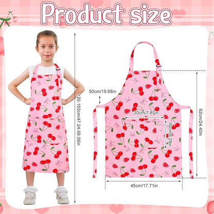 2 Pack Kids Apron, Cute Cooking Aprons, Waterproof Art Apron with Pockets, Toddler Painting Artist Apron Adjustable