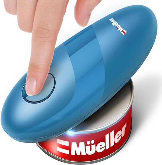 MUELLER HOME SmoothEdge Auto Electric Can Opener – Battery‑Operated One‑Touch w Magnet Lid Lifter, Smooth‑Edge Cut Technology – Portable Hands‑Free Automatic Can Opener for Seniors & Arthritis, Blue by MUELLERHOME