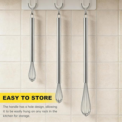 NileHome Mini Whisks Stainless Steel Whisk Set 7" 9" 11"Kitchen Small Wisk Balloon Wire Tiny Whisks for Cooking, Whisking, Blending, Beating, Stirring 3 Pack - Image 5