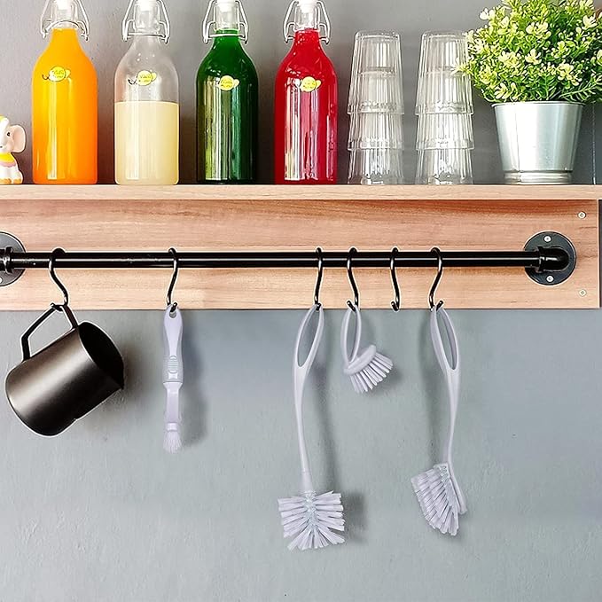 Dish & Bottle Brush Set, 4-Piece Kitchen Cleaning Brushes, Gray, Plastic Handles, Medium Bristles (Nylon or Polyester) - Image 6