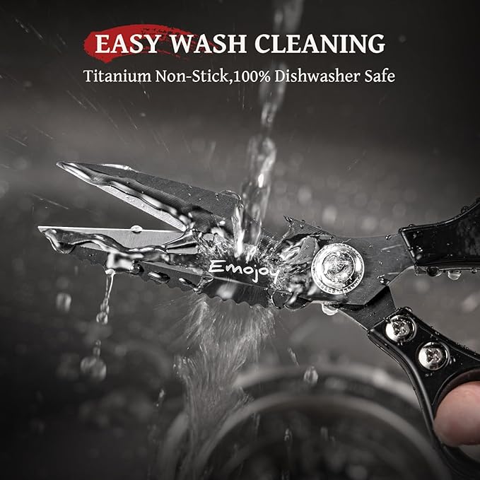 Emojoy Kitchen Shears for Food, Titanium Kitchen Scissors All Purpose, Japanese 5Cr15MoV Steel Heavy Duty Blades for Meat, Herbs & Poultry, Dishwasher Safe - Image 7