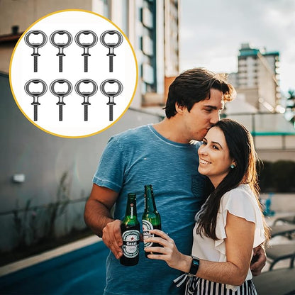 Metal Bottle Opener Kits 8 Pack Blank Stainless Steel Bottle Opener Insert Kits DIY Hardware for Flat Wood Turning (Black)