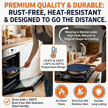 Silicone Splatter Screen for Frying Pan, 13” Navy – Grease & Oil Splatter Guard, Heat Resistant, Dishwasher Safe, Foldable Handle with Sleeves – Splash Guard Fits 10–12” Pans, Most 13” Skillets - Image 8