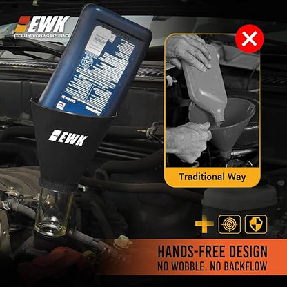 EWK Oil Funnel Threaded Engine Oil Fill Funnel, Secure No-Leak Design for Toyota & Lexus Engines, Hands-Free Spill-Free Oil Change Tool for DIY Owners & Professional Technicians