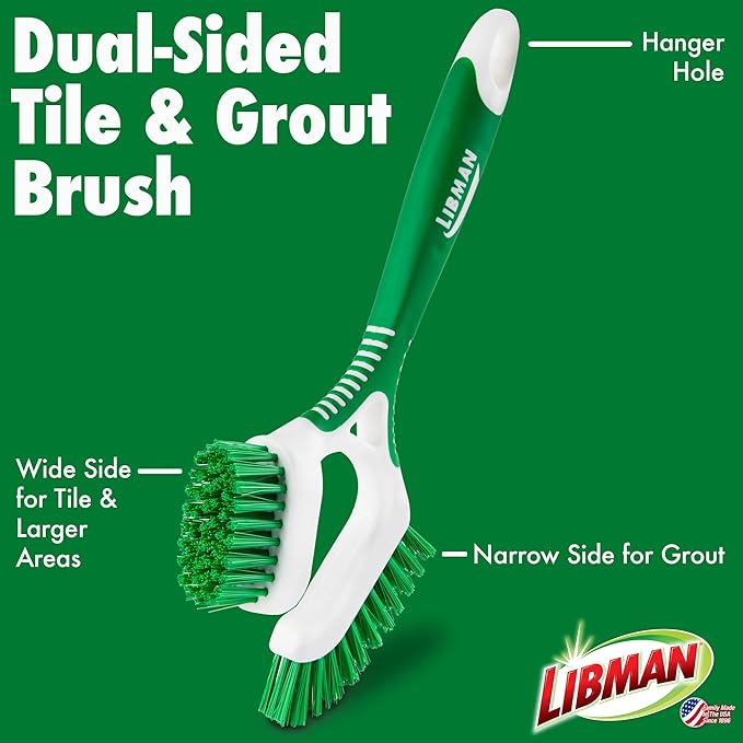 Libman Heavy Duty Scrub Brush Kit | Cleaning Brushes for Household Use | Tub Scrubber | Easy Grip Scrub Brush | Big Job Kitchen Brush | Dual Sided Tile & Grout Brush | 3 Different Brushes Included - Image 5