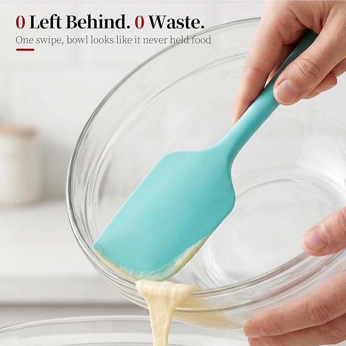 600ºF Heat Resistant Spatula, 11.34 inch High Heat Food Safe Semless Kitchen Silicone Scraper for Cooking Baking Mixing Scraping Stirring Nonstick Cookware Pan Bowl (Aqua Sky)