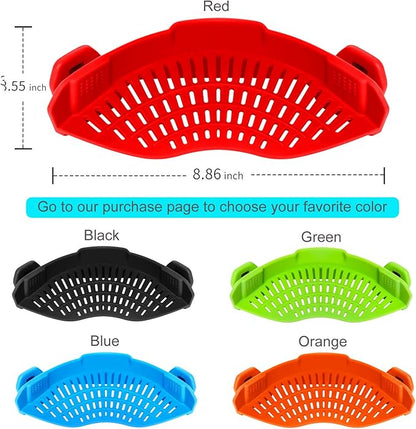 Clip On Strainer Silicone for all Pots and Pans, AUOON Pasta Strainer Clip on Food Strainer for Meat Vegetables Fruit Silicone Kitchen Colander - Image 2