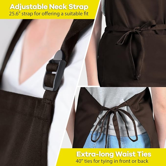 ROTANET Extra Large Apron for Men Adjustable Bib Aprons with 2 Pockets Cooking Kitchen Women Chef Water & Oil Resistant - Image 5