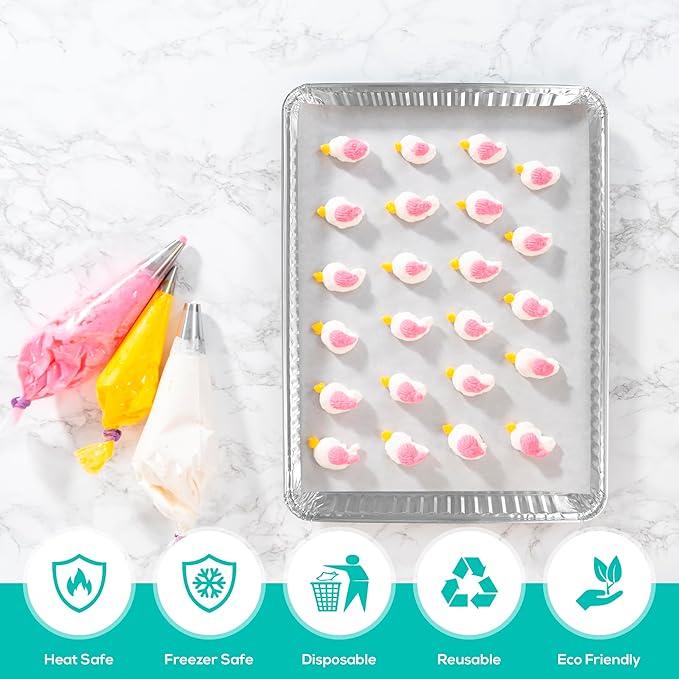 PLASTICPRO Aluminum Pans 10 Pack Disposable Cookie Sheets 13 x 17 Baking Pans Premium Quality Heavy Duty Sheet Pans - Image 6