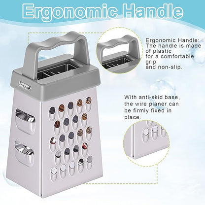 12 Pcs Mini Cheese Grater Stainless Steel Box Grater with 4 Sides Professional Fine Coarse Handheld Slicer Small Lemon Safe Zester Shredder for Kitchen Ginger Vegetable Potatoes Food - Image 5