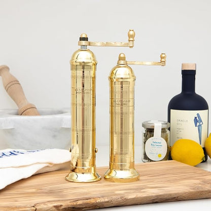 Alexander Home Original Greek Pepper Mill, 9-Inch Brass – European Manual Pepper Grinder Refillable