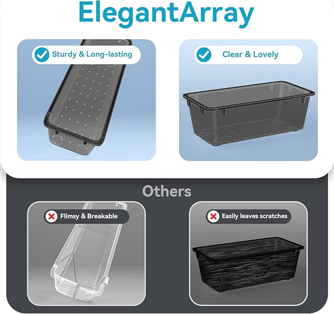 ElegantArray 12-Piece Drawer Organizer Set, 4 Sizes Versatile Plastic Vanity Organizer for Makeup, Stationery, Gadgets, in Kitchen, Bathroom, Office, and Bedroom, Black - Image 4