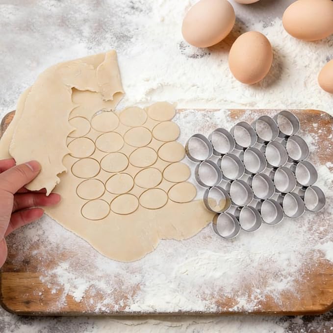 AIERSA Mini Egg Cookie Cutter,Round Small Easter Cookie Cutters,1.2 Inch Tiny Egg Shaped Cracker Cutter,20 Cavity Metal Stainless Steel Easter Cracker Cutters