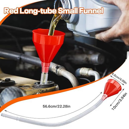 10Pcs Funnels for Automotive Use,Automotive Funnels Set,Wide Mouth Fuel Funnel, Plastic Long Neck Oil Funnel,Flexible Oil Funnel Kit with Spout and Filter for Filling Coolant, Engine Oil, Gasoline - Image 5