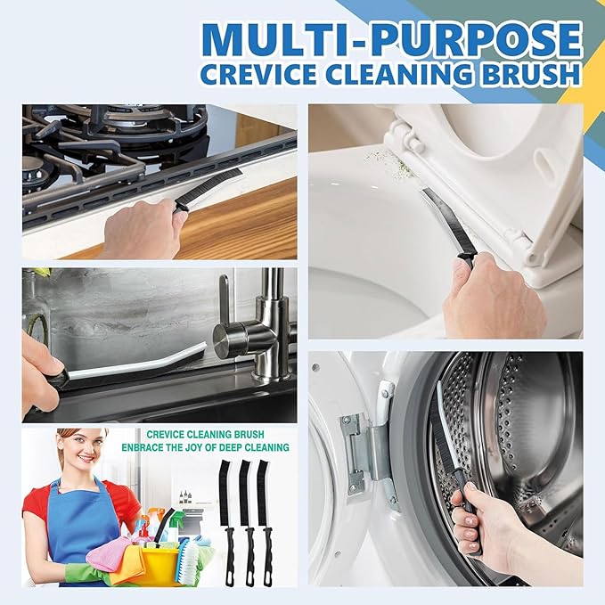 Crevice Cleaning Brush Set (12 Pack) – Hard Bristle Gap Cleaning Tool for Window Tracks, Grout & Bathroom Corners – Thin Deep Cleaning Brush for Kitchen Sink, Sliding Door Tracks & Tight Spaces - Image 3