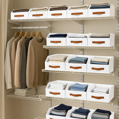 Homsorout Fabric Storage Bins for Organizing - 12 Pack Large Trapezoid Collapsible Storage Bins with Front Handle, Closet Organizers and Storage for Bedroom, Home Shelves, Small Spaces, White - Image 6