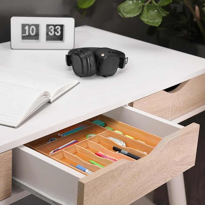Large Premium Bamboo Silverware Organizer - Expandable Drawer Organizer & Utensil Organizer - 17"x19.7" Cutlery Tray with Dividers for Kitchen Utensils and Flatware (7-9 Slots) (Natural) - Image 8