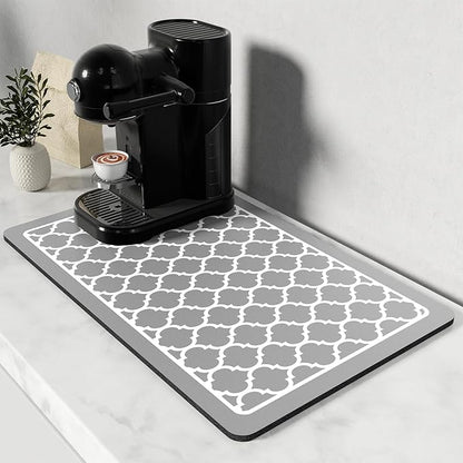 Rnivvi Coffee Mat, 12" x 19" Cute Coffee Bar Mats for Espresso Machine Station Accessories and Organizer, Hide Stain Rubber Backed Absorbent Dish Drying Pad for Kitchen Counter, Abstract Geometric by Rnivvi