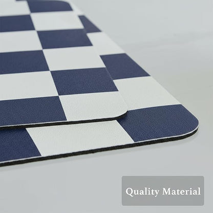Ohocut Checkered Dish Drying Mat for Kitchen Counter, Coffee Bar Station Accessories, Retro Cute Aesthetic Modern Absorbent Drainer Mat Kitchen Drying Mat Easy Clean (Navy Blue, 24" x 16") - Image 6