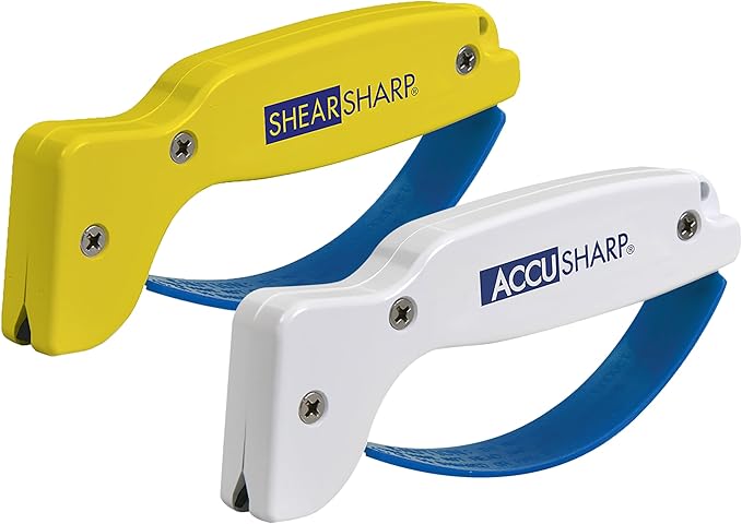 AccuSharp Hand-Held Carbide Blade Sharpener & ShearSharp Scissor Sharpener, Restores and Hones Straight & Serrated Knives, Revives the Edge of General Purpose Scissors by AccuSharpKnifeSharpeners