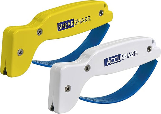 AccuSharp Hand-Held Carbide Blade Sharpener & ShearSharp Scissor Sharpener, Restores and Hones Straight & Serrated Knives, Revives the Edge of General Purpose Scissors by AccuSharpKnifeSharpeners