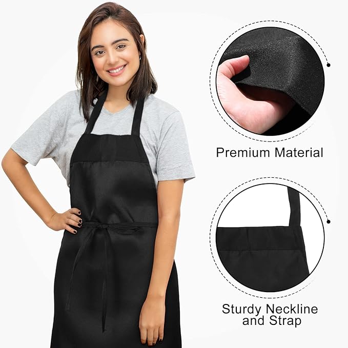 Foaincore Bib Aprons, Unisex Apron No Pocket Bulk Machine Washable Plain Aprons for Women Men Chef Kitchen Drawing - Image 4