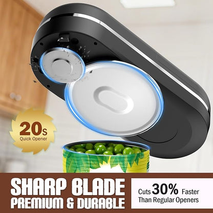 Electric Can Opener, One Touch Automatic Smooth Edge, Hands Free Side Cut Can Opener for Seniors, Battery Operated, Fits Most Cans, Safe & Easy to Use, Food Safe, Easy Clean Kitchen Gadget (Black) - Image 4