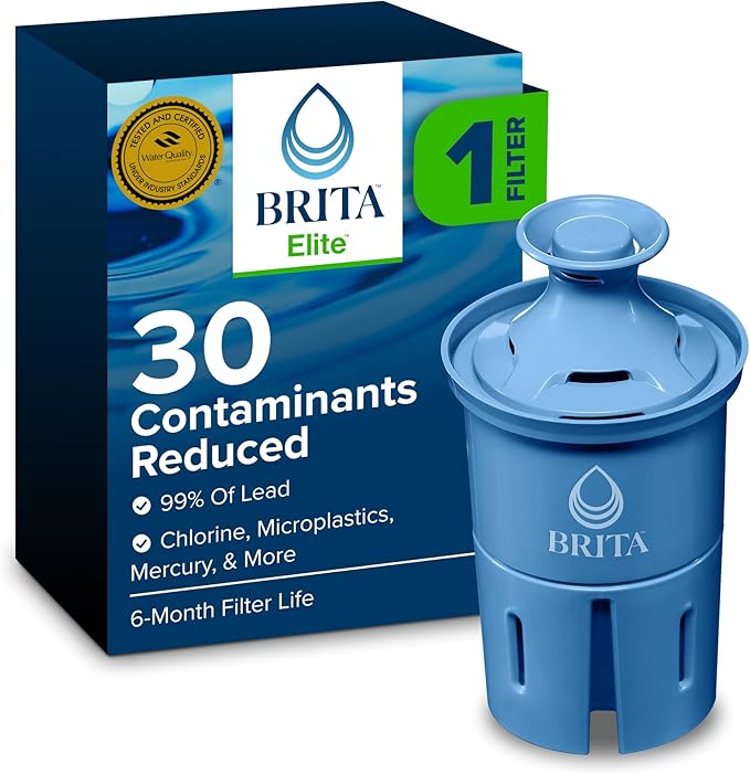 Brita Elite Water Filter Replacement for Pitchers and Dispensers, BPA-Free, Reduces 99% of Lead, Lasts Six Months or 120 Gallons, Includes 1 Pitcher Replacement Filter by Brita