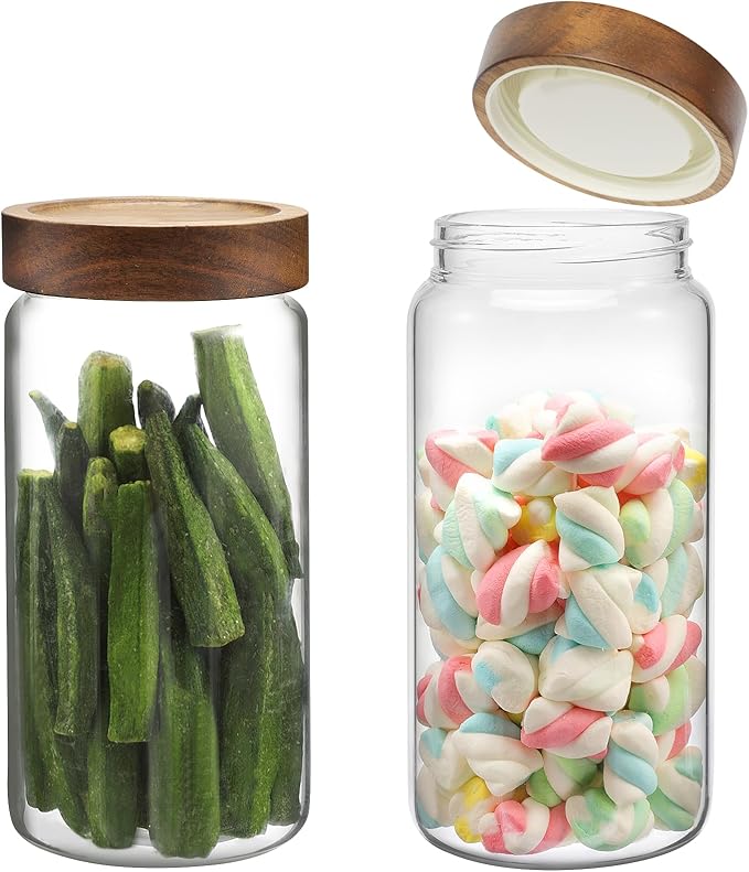 Glass Jar with Screw Top Lid 37oz Borosilicate Glass Spice Jars Seasoning Containers Kitchen Glass Food Storage Canisters for Pantry Liquid Tea Bath Salts Fermenting by Patoper
