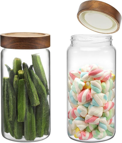 Glass Jar with Screw Top Lid 37oz Borosilicate Glass Spice Jars Seasoning Containers Kitchen Glass Food Storage Canisters for Pantry Liquid Tea Bath Salts Fermenting by Patoper