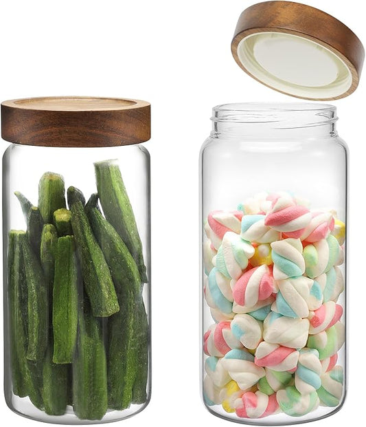 Glass Jar with Screw Top Lid 37oz Borosilicate Glass Spice Jars Seasoning Containers Kitchen Glass Food Storage Canisters for Pantry Liquid Tea Bath Salts Fermenting by Patoper