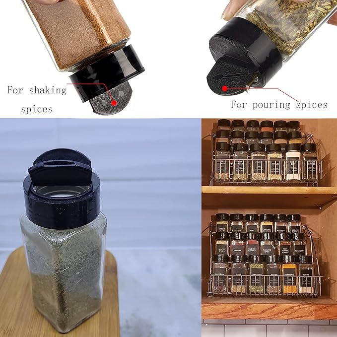 Tiaiidi 24 Pack 3.5 oz Square Plastic Spice Jars,Seasoning Containers with Black Screw Lids to Pour or Shake,Empty Storage Spice Containers for Spice,Powders,Peppers - Image 7